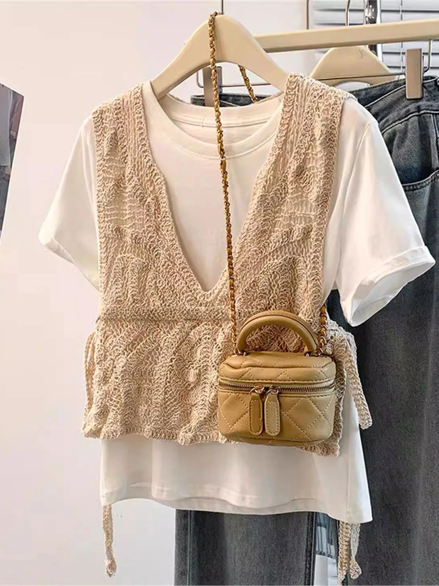 

Вязаный топ с V-образным вырезом и вырезами на талии для женщин, весенний, больших размеров, повседневный, для отдыха