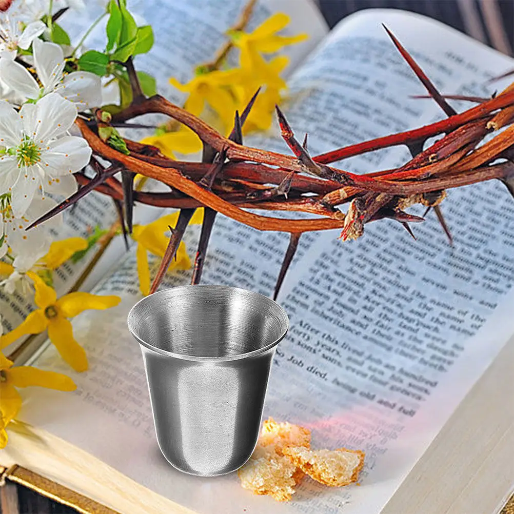 8Pcs Stainless Steel Holy Communion Cups Multifunction Stackable Religious Drinking Cups for Worship Ceremony Sacrament Service