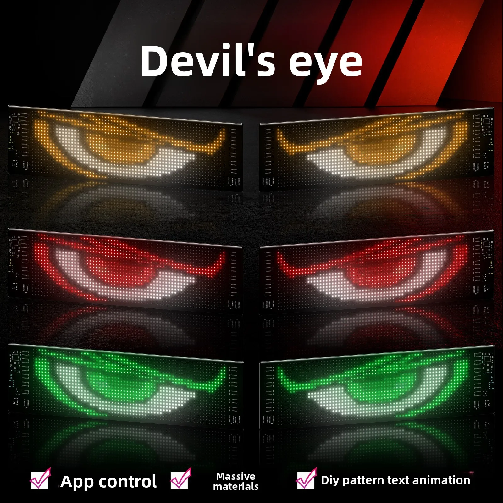 الإنترنت المشاهير شاحنة الإبداعية الشيطان العين شاشة LED سيارة العين جو مصباح شاحنة ديناميكية مصباح ليد ملصق سيارة ذكي #2