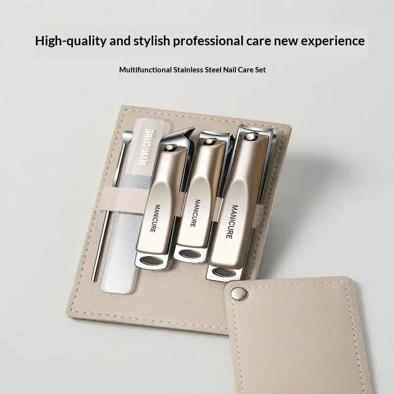 5/10 PCS Nail Clippers Set Rotating Leather Bag Professional Trimmer Pedicure Care Tools Manicure Set Home Care Gift