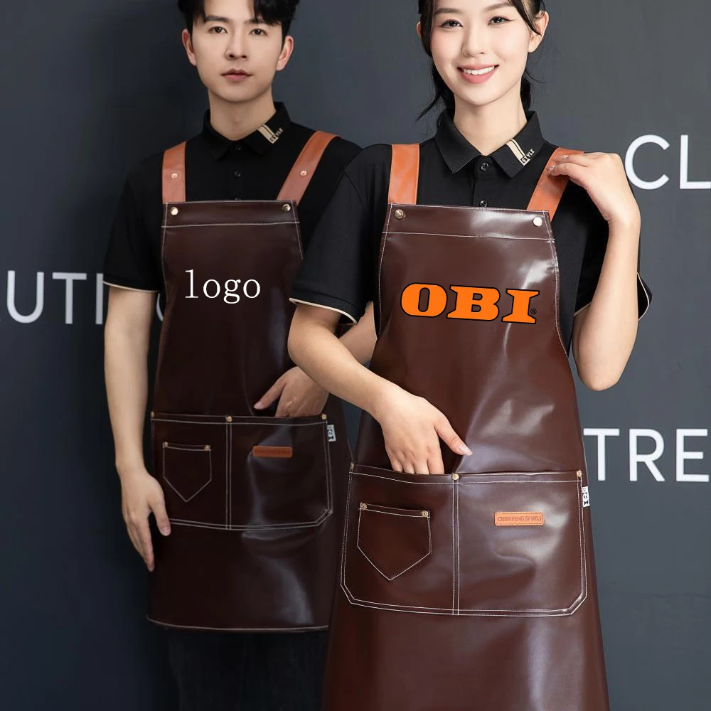 

Wholesale Pu Leather Aprons For Restaurants Custom Logo Waterproof Oilresistant Kitchen Supermarket Wear