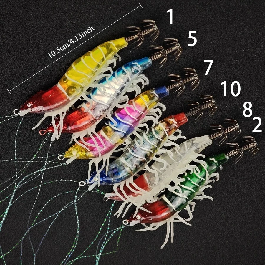 Ackibbik 1 قطعة محاكاة الروبيان الصيد إغراء توهج الروبيان الجمبري إغراء المياه المالحة الحبار الصيد اكسسوارات الروبيان إغراء