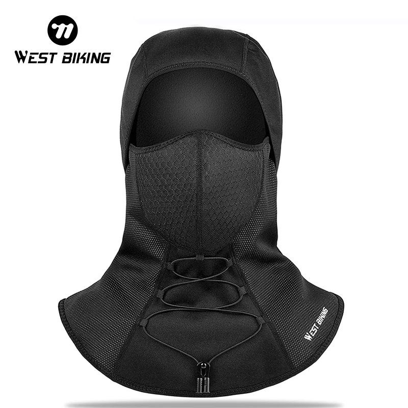 WEST BIKING Winter Cycling Face Mask Fleece Thermal Drawstring Balaclava Warm Windproof Ski Mask Cap Snowboard Bicycle Face Mask