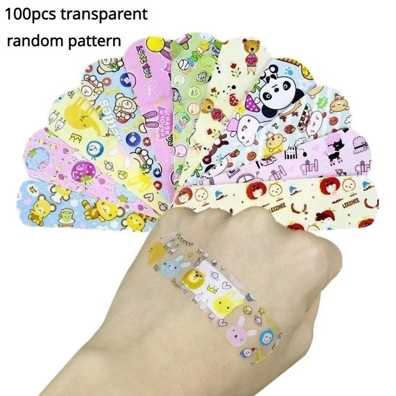 100pcs/120pcs Cartoon Band Aid Transparent Non-transparent Available Kawaii Plaster Wound Dressing Patch Adhesive Bandages