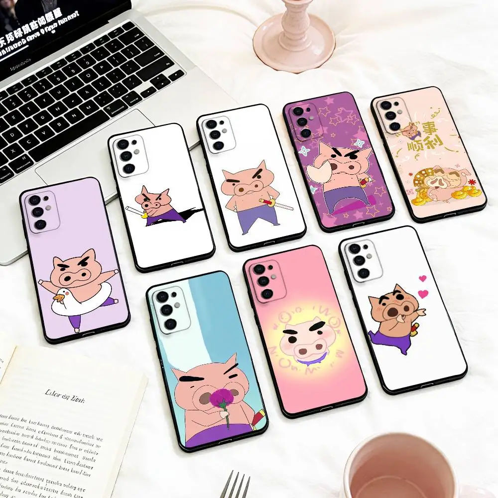 Lovely B-Buriburizaemon Pig   Phone Case For Samsung S 25,24,23,22,30,21,10,9,Ultra,Plus,Lite,FE,4,5 G Soft Black Case