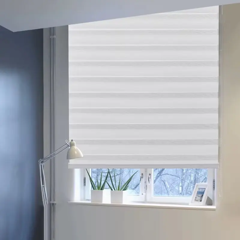 Solid Colors Electric Zebra Blinds Day and Night Semi-Blackout Waterproof WIFI Alexa Zigbee Zebra Window Shade Home Decoration