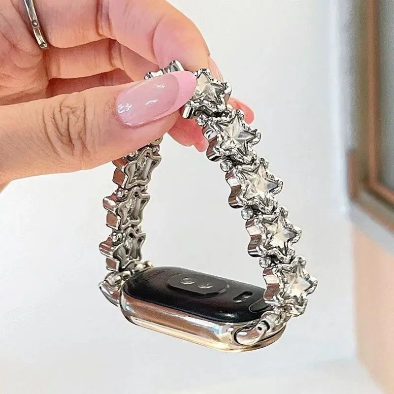 Sparkling Diamond Star Strap for Xiaomi Band 8 Pro/9Pro，For Mi band 3/4/5/6/7，8/8 NFC/9/9 NFC/10/10 NFC， For Redmi Watch4/Watch5