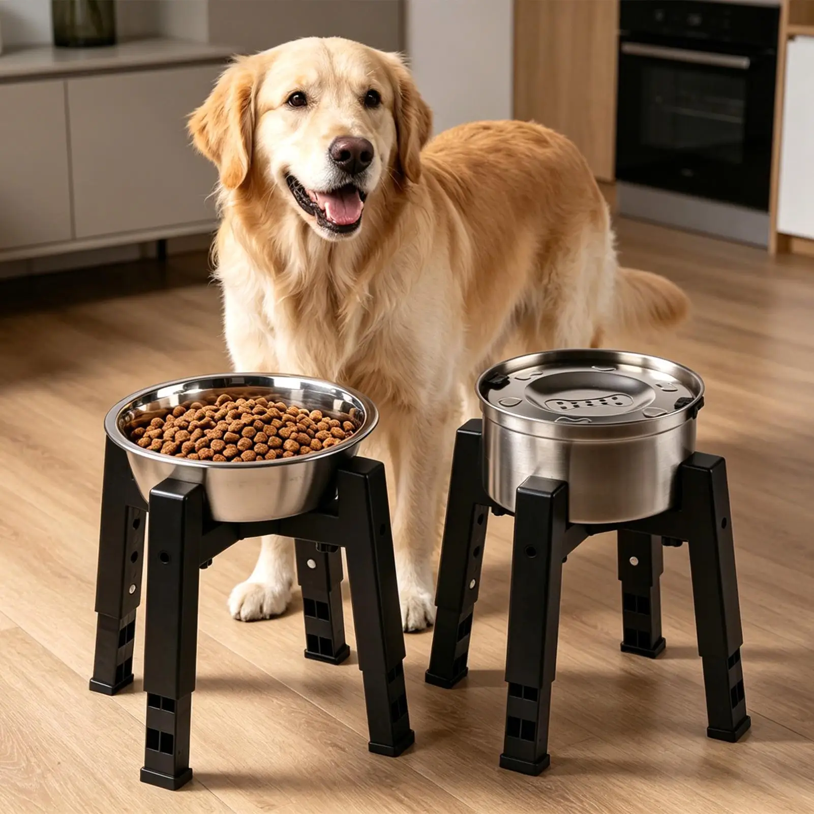 support-sureleve-pour-gamelle-de-chien-stable-antiderapant-reglable-en-acier-inoxydable-base-de-support-pour-gamelle-d'animal-de-compagnie-ideal-pour-la-cuisine-la-terrasse-ou-la-cour
