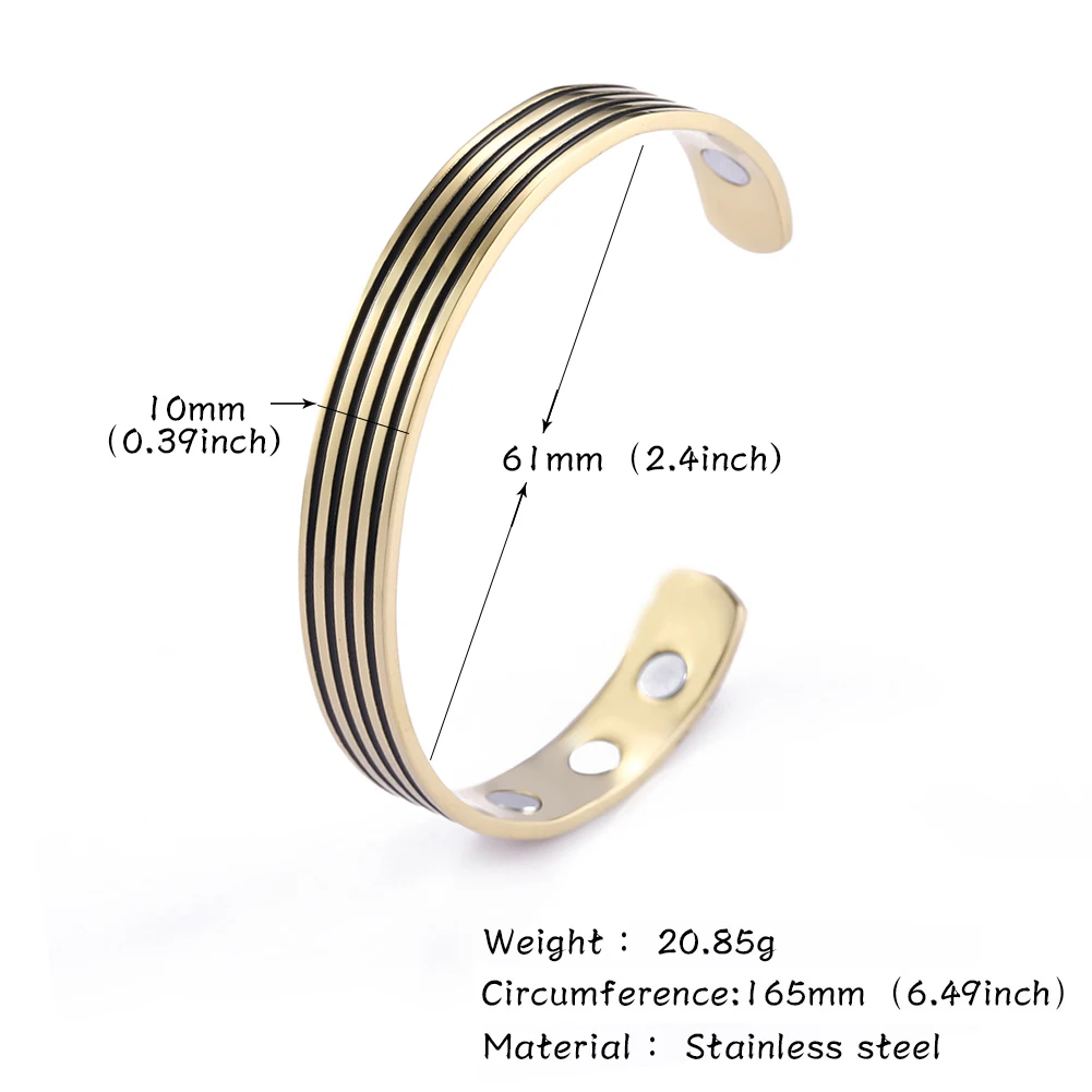 My shape Simple Geometric Stainless Steel Bangles Bracelets for Men Women Stripes Magnetic Open Cuff Bangle Fashion Male Jewelry