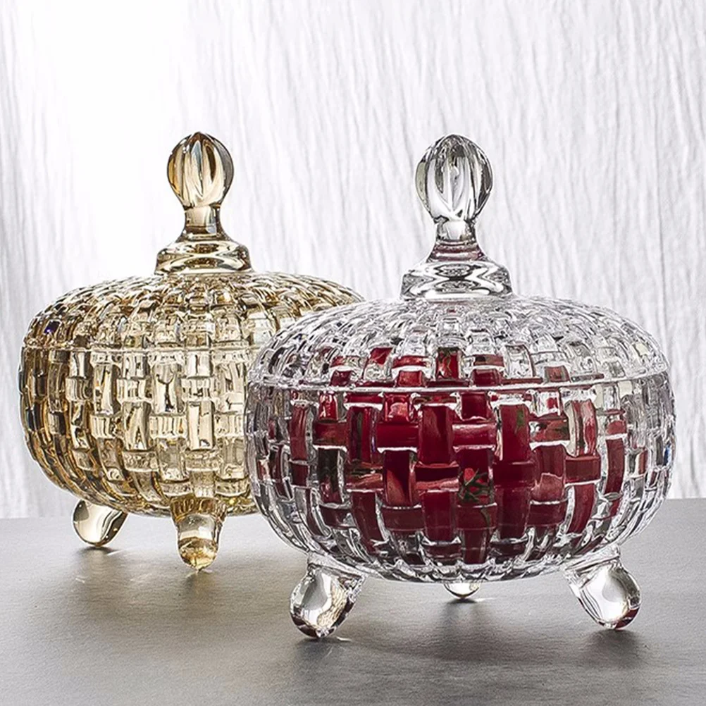 

Glass Candy Holder Kitchen Decorative Jars Jewelry Storage Bowl Cereals Containers Snack