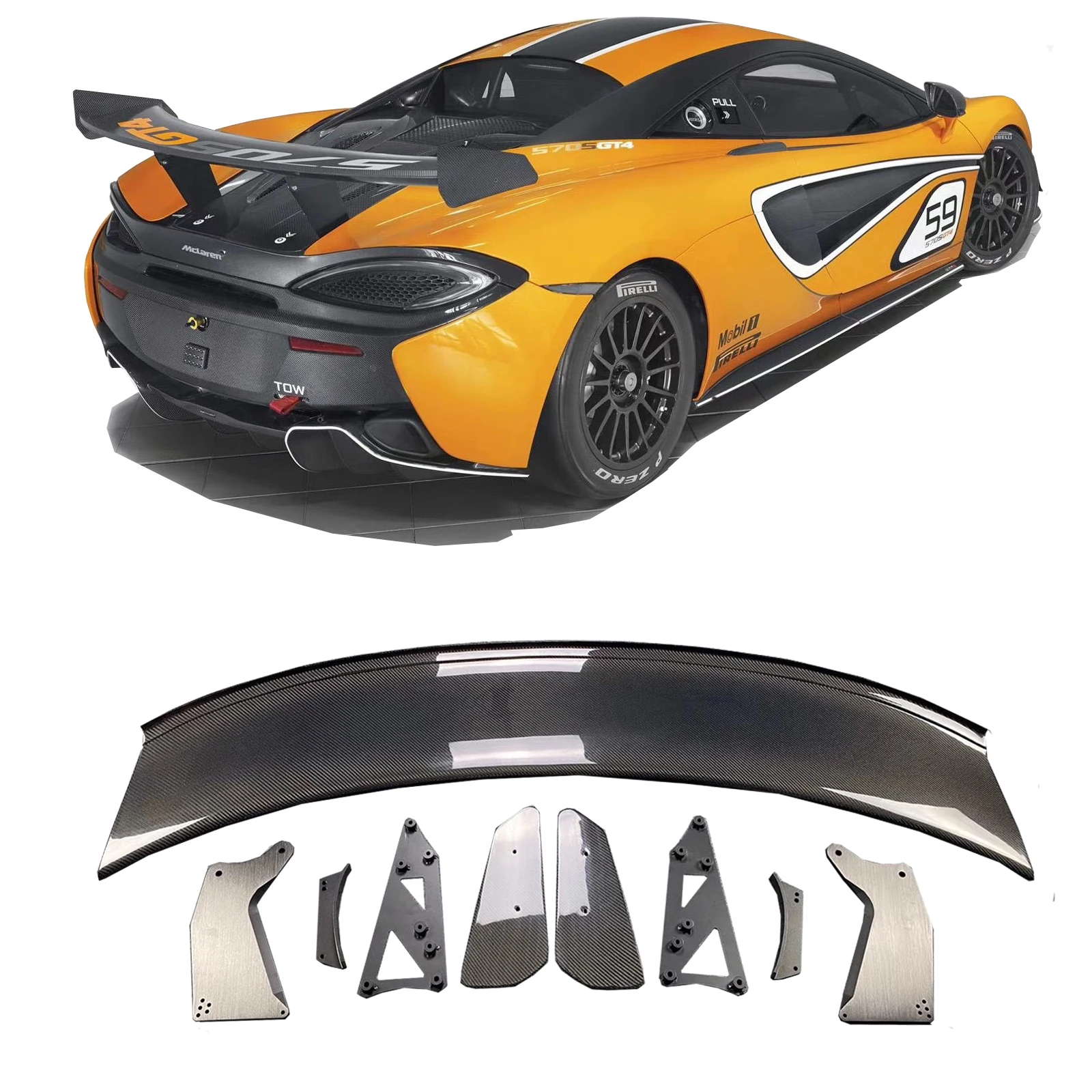 

GT4 style carbon fiber rear wing for Mclaren 570s 570gt 540c rear spoiler top quality
