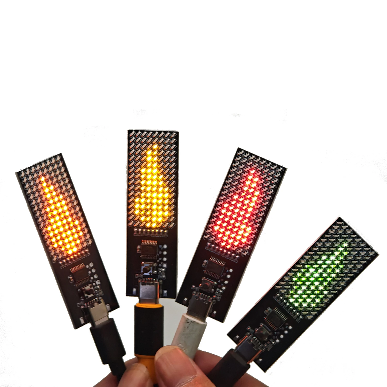 Electronic Flame Cyber Candle 8x16 LED Matrix Display Light | TYPEC USB Powered | Animated Visual Effects Mood Lighting