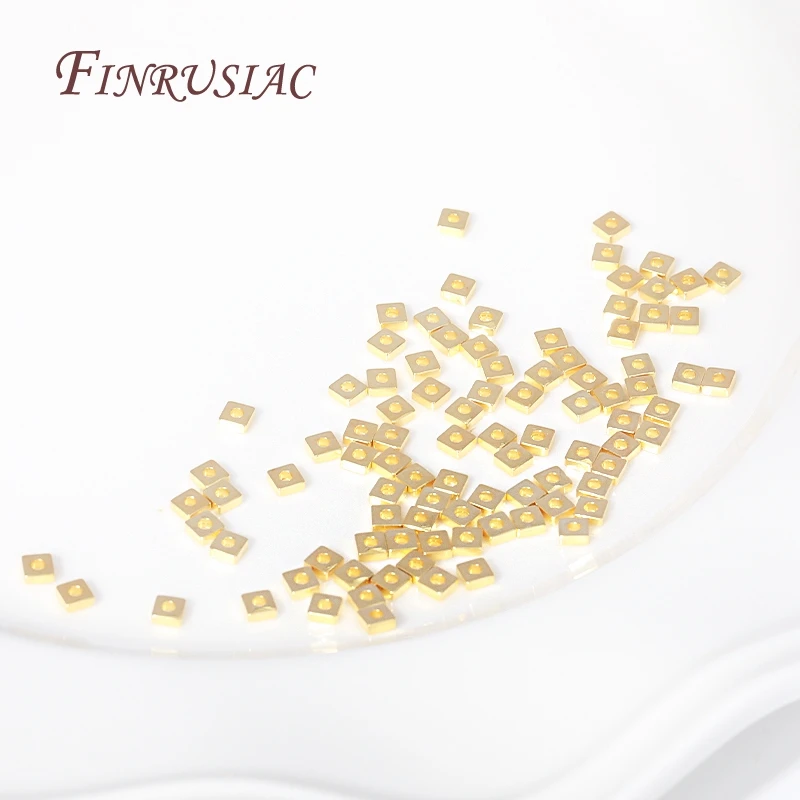 3mm 18 Karat vergoldete flache quadratische Abstands perlen für Perlen abscheider, hand gefertigtes Zubehör für die Herstellung von DIY-Schmuck – Detail 12