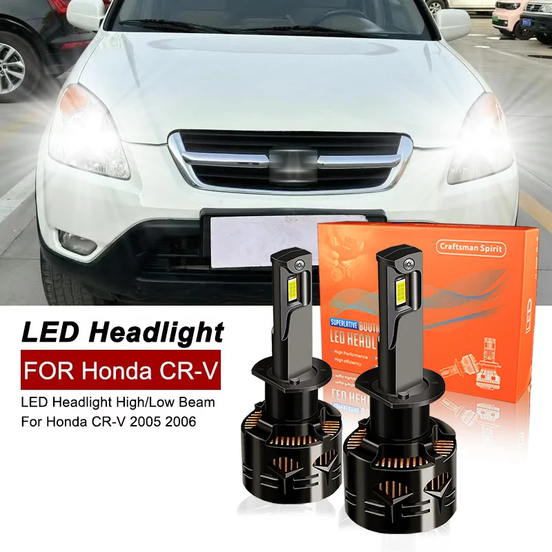 

2PCS 30000lm For Honda CR-V CRV 2005 2006 Car LED Headlight Bulbs High Beams H1 Low Beams H1 High quality CANbus 6000k
