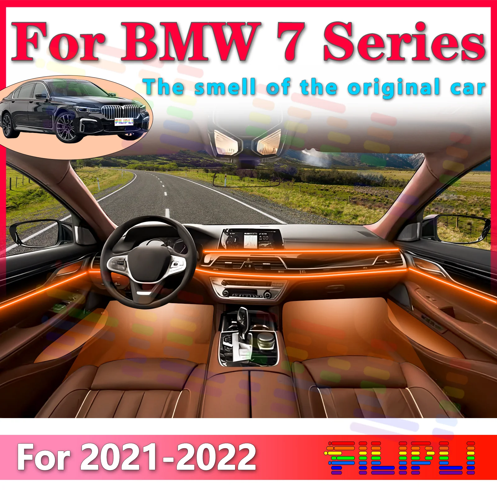 

FILIPLI For BMW 7 Series G11 G12 Acrylic LED Interior Light Strip, APP - Controlled with All - Color Adjustability for a Great D