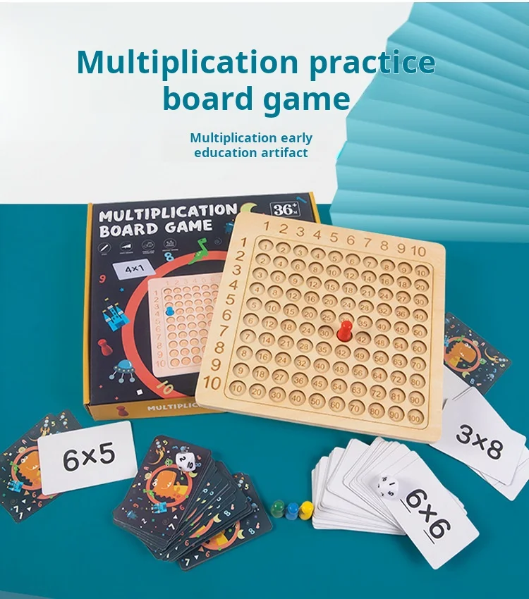 99 Juego de mesa de multiplicación de madera: juguete educativo Montessori para niños, conteo de matemáticas, cien tableros y pensamiento