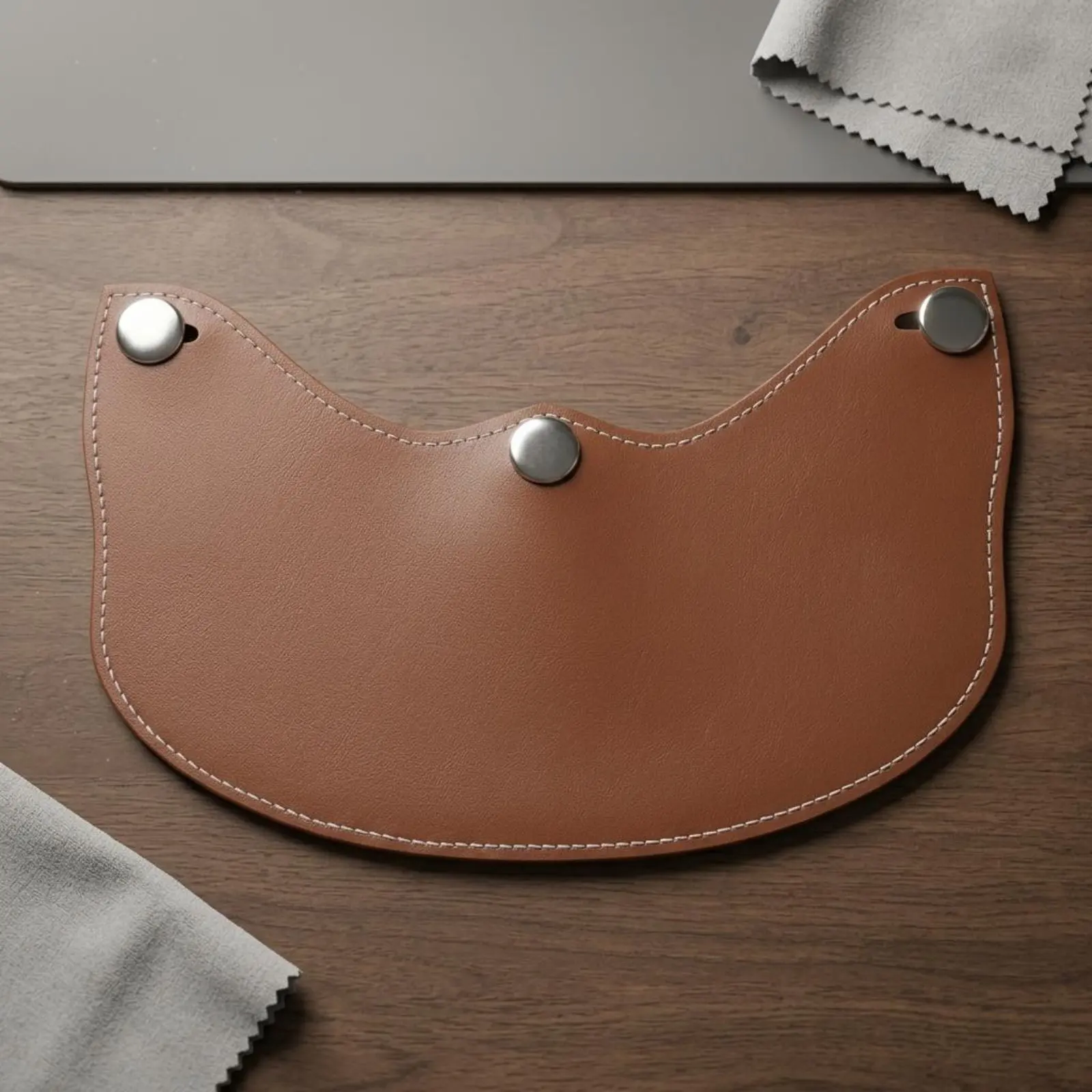 

Leather Helmet Visor Stitched Edges Snap-Fastening Visor Extension 3-Snap Helmet Visor Metal Snaps Road Gear Adjustable Fit