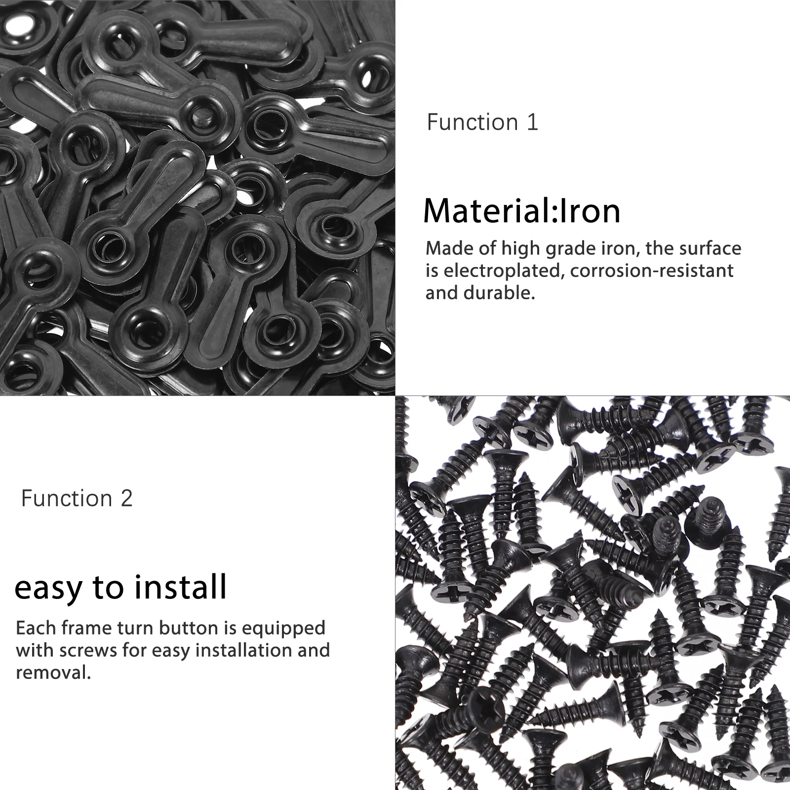 

100Pcs Photo Frame Backing Clips Secure Screw Mounted Turn Button for Crafting Framing Artwork Small Pictures Wall Display