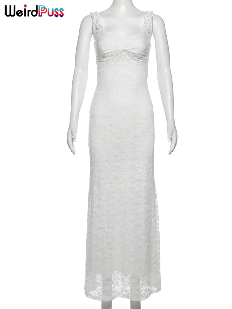 Weird Puss Ruched Jacquard Dress Women 5quare Collar Backless Sleeveless Elegant Birthday Party Gown Trend Chic Long Bodycon