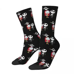 Hip-hop New Nightmare Before Christmas Football Socks Jack and Sally Polyester Middle Tube Socks for Women Men