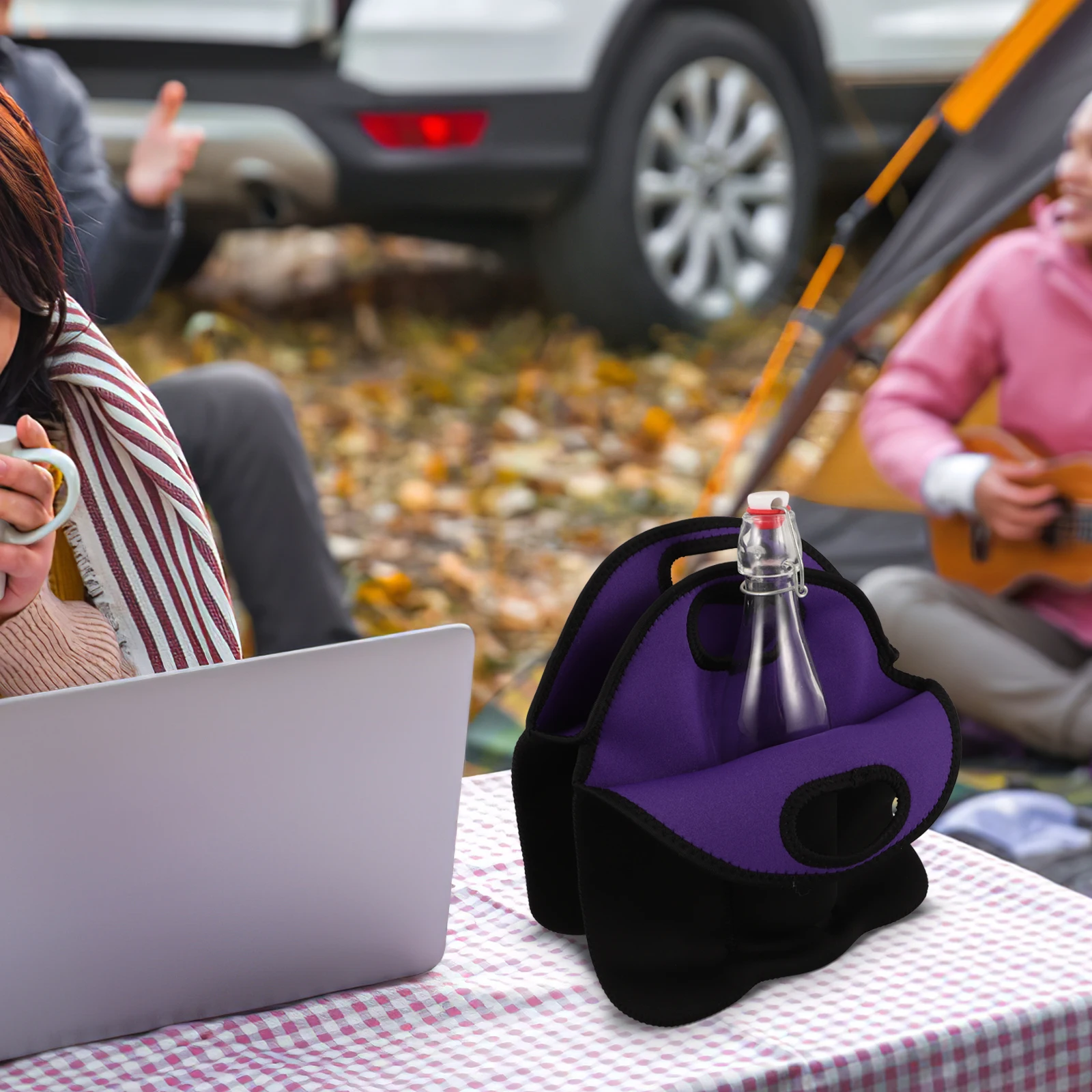 

Beer Bottle Tote Bag Insulated 6-Bottle Carrier Portable Cooler Sleeve for Beer Cans and Bottles Neoprene Drink Holder