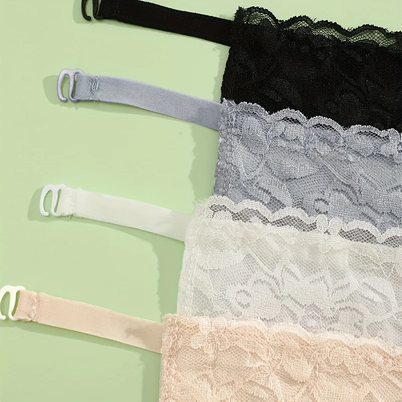 7 Pieces of Women's Solid Color Anti-Exposure Lace Stitching Bra Liner, Seamless Cover, No Show Design Bra Liner view 5
