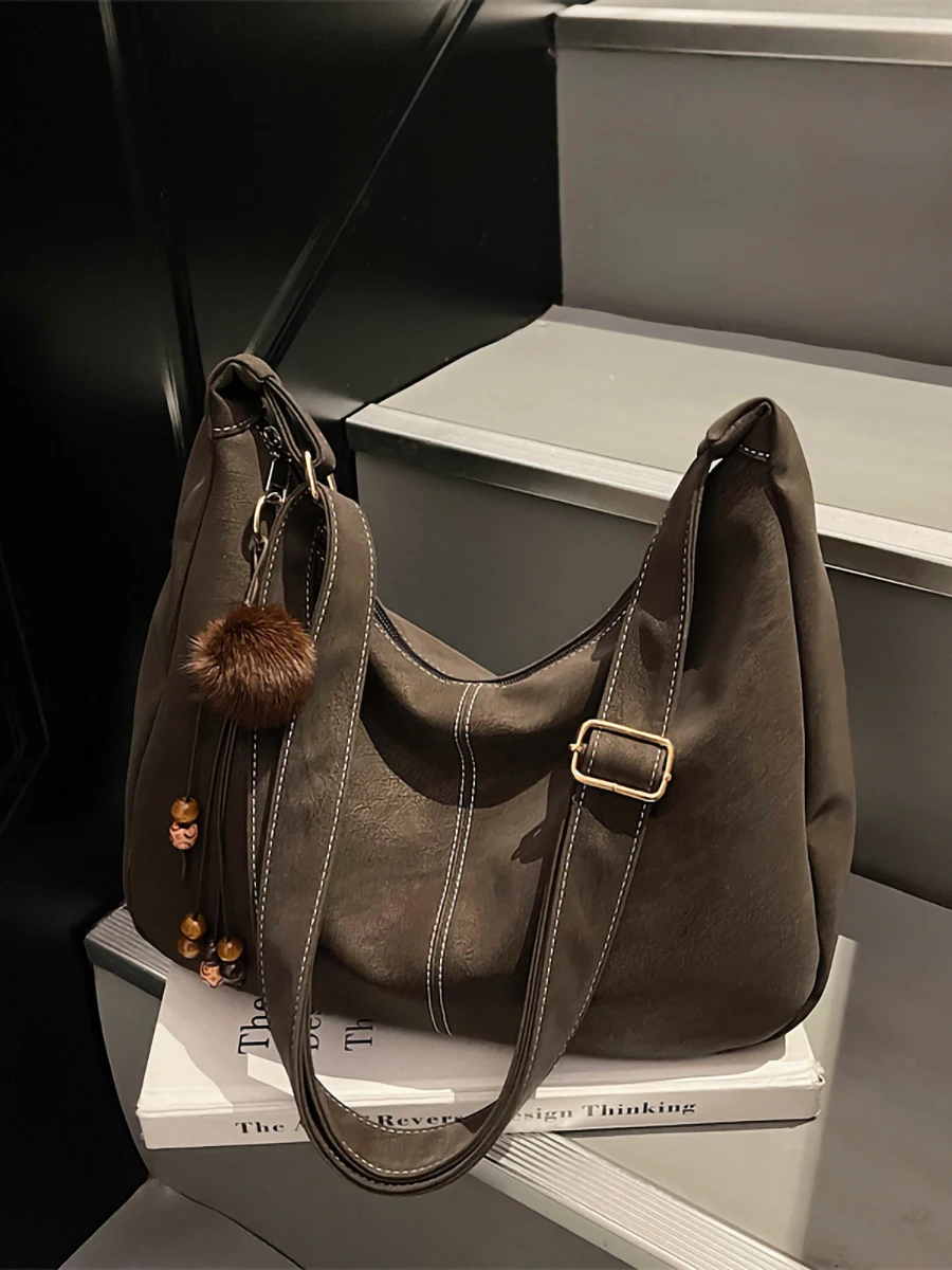 

Осенне-зимняя женская сумка через плечо большой вместимости, модная повседневная сумка-тоут в стиле ретро, сумка-сэтчел на одно плечо