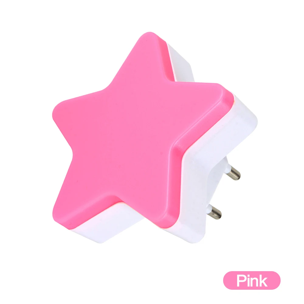 Hot Cute Pentagram Star Intelligent Sensor Lighting Control 4 Colors Small LED Night Light US/EU Plug Pink White Blue Yellow