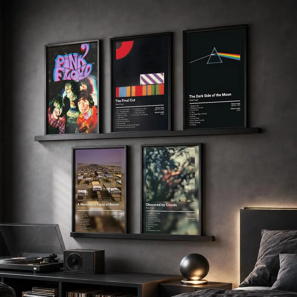 P-Pink Floyd Rapper Album Painting Calligraphy Canvas Poster Hallway Bedroom Living Room Home Bar Decoration Interior Wall