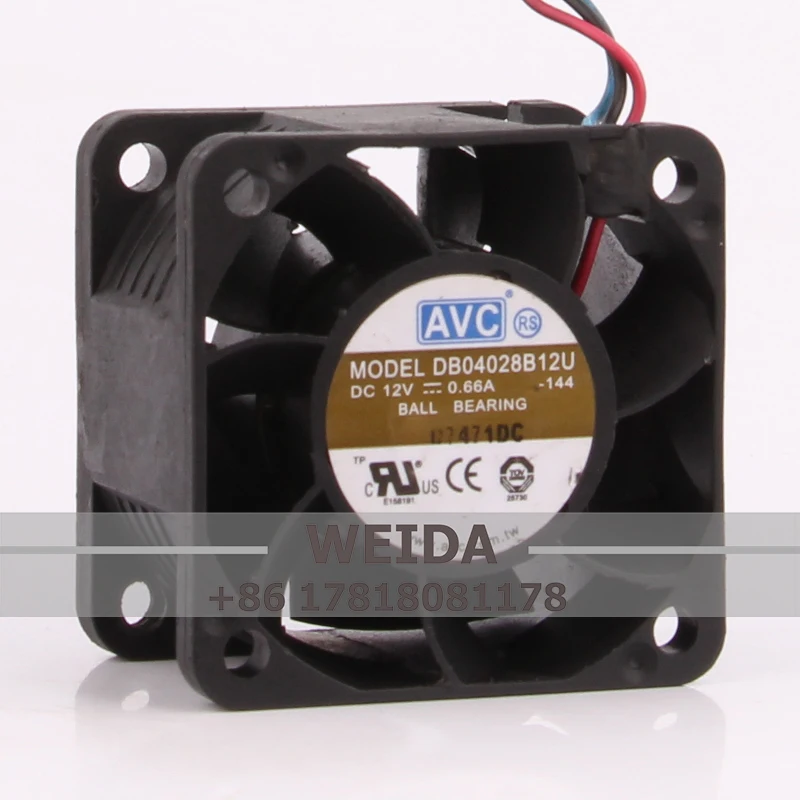 DB04028B12U เคสพัดลมทำความเย็นสำหรับ AVC DC12V 0.66A EC AC 40x40x28มม. 4ซม. 4028โครงพลังงาน4สายระบายความร้อนแบบแรงเหวี่ยง