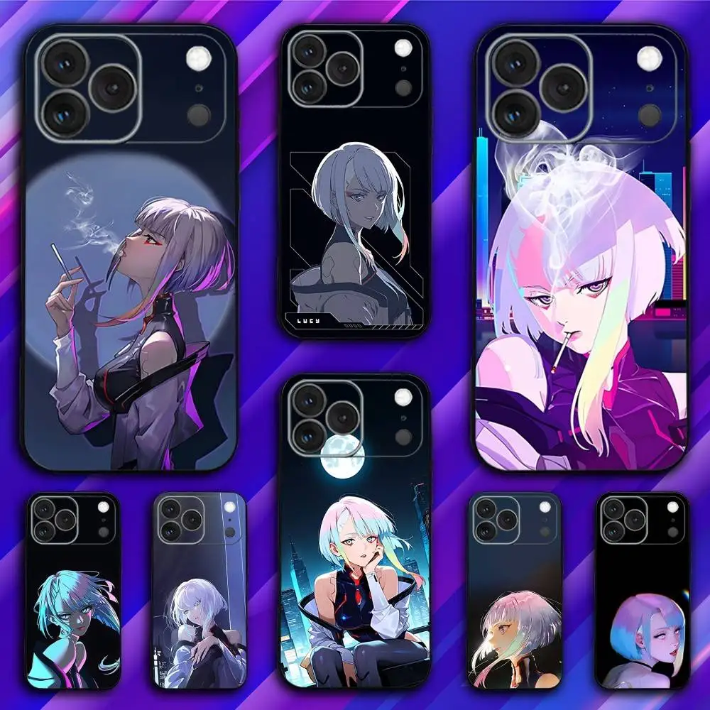 

L-Lucy Game C-Cyberpunk Phone Case For iPhone 17,16,15,14,13,12,11,Pro,Max,Plus,X,XS,SE4,E,Mini,Soft Black Case