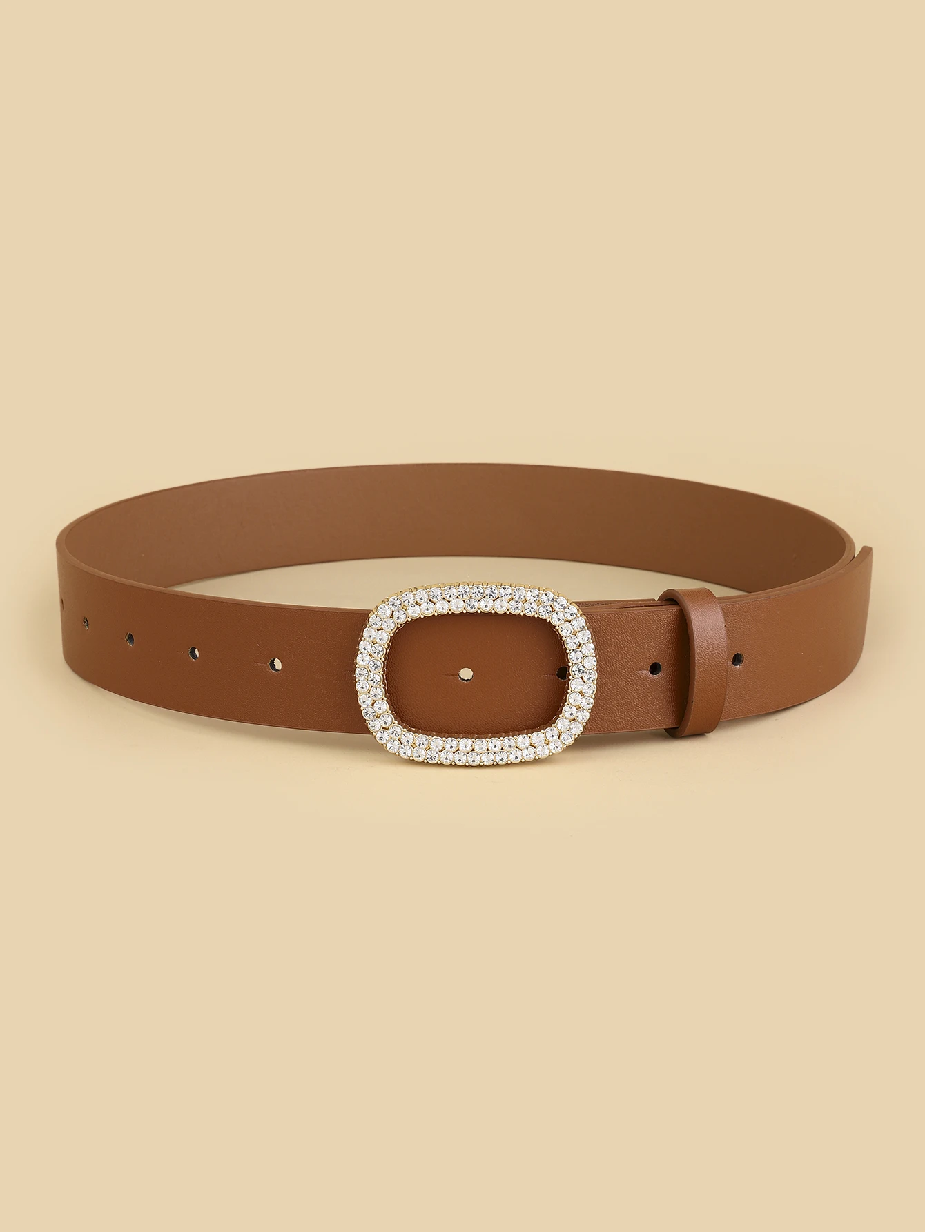 2023 Women\'s New Matching Jeans dress Oval Diamond Buckle Head Belt All-match Fashion Three-color Optional