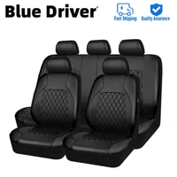 9 unids/set funda de asiento de coche de cuero PU conjunto completo funda protectora de asiento rodeada Universal impermeable cubierta de asiento Interior de coche