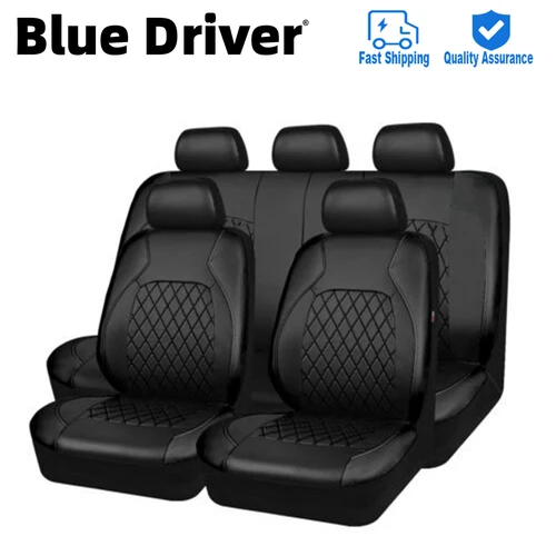 9 unids/set funda de asiento de coche de cuero PU conjunto completo funda protectora de asiento rodeada Universal impermeable cubierta de asiento Interior de coche