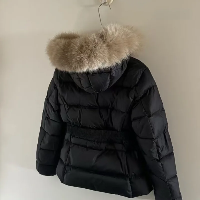 Women's down Jaet ort Coat  Fur Collar Hooded Slimming Warmth East Gate Autumn Winter Faion Commute Sle Long Sve