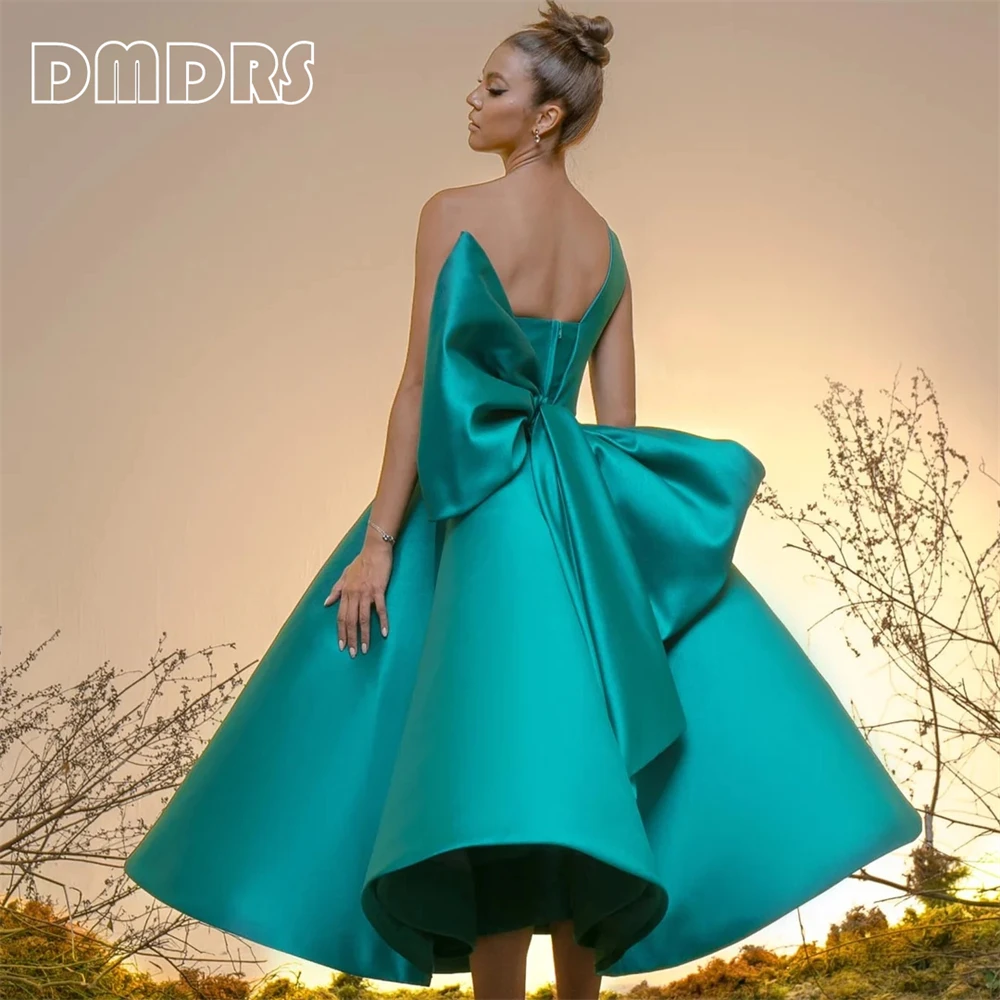 Fashionable Satin Formal Dress With Big Bow Decoration One Shoulder Long Ball Gown Evening Dresses Custom Made Size