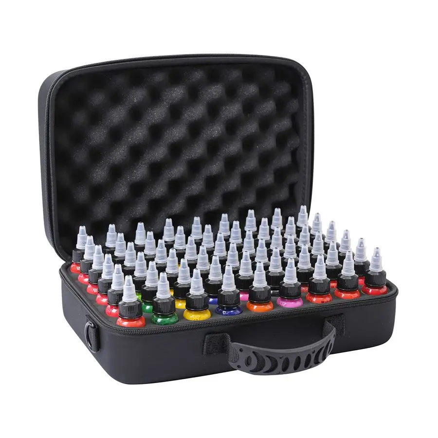 

Ink Travel Case Holds 54pcs 1oz Drawing Inks, PU Memory Foam Cap Sealer Case Only