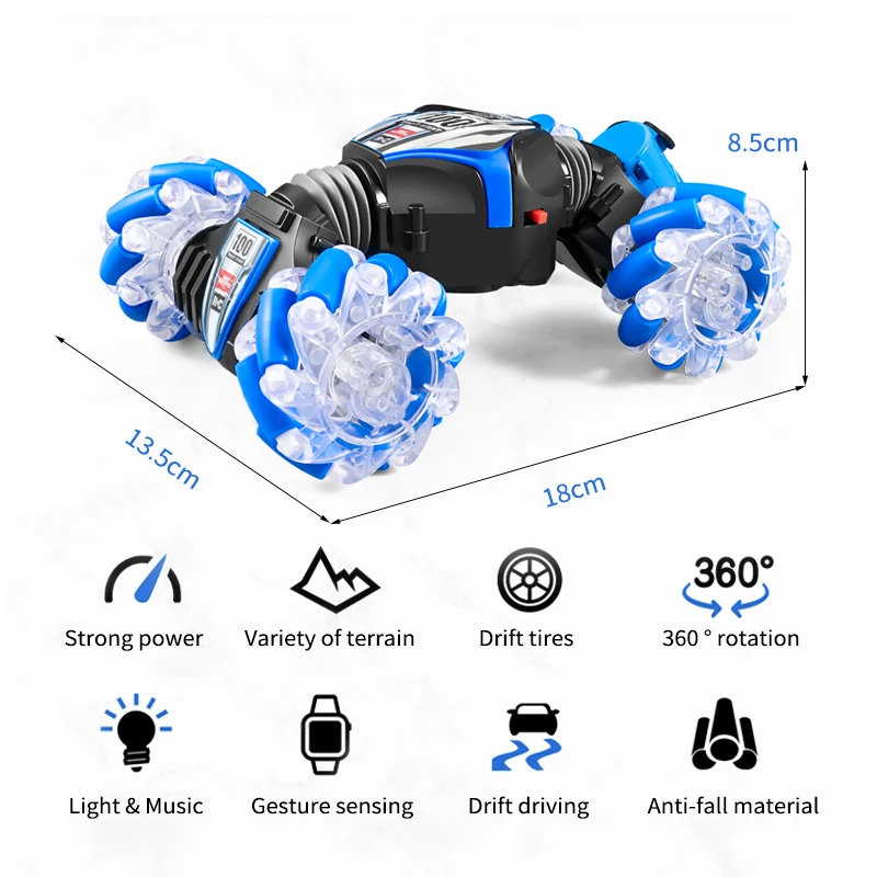 New Style 360° 4WD All-Round Drift Spray Remote Control Stunt Car Gesture High Speed Off-road RC Car Toys For Boys Girls Gifts