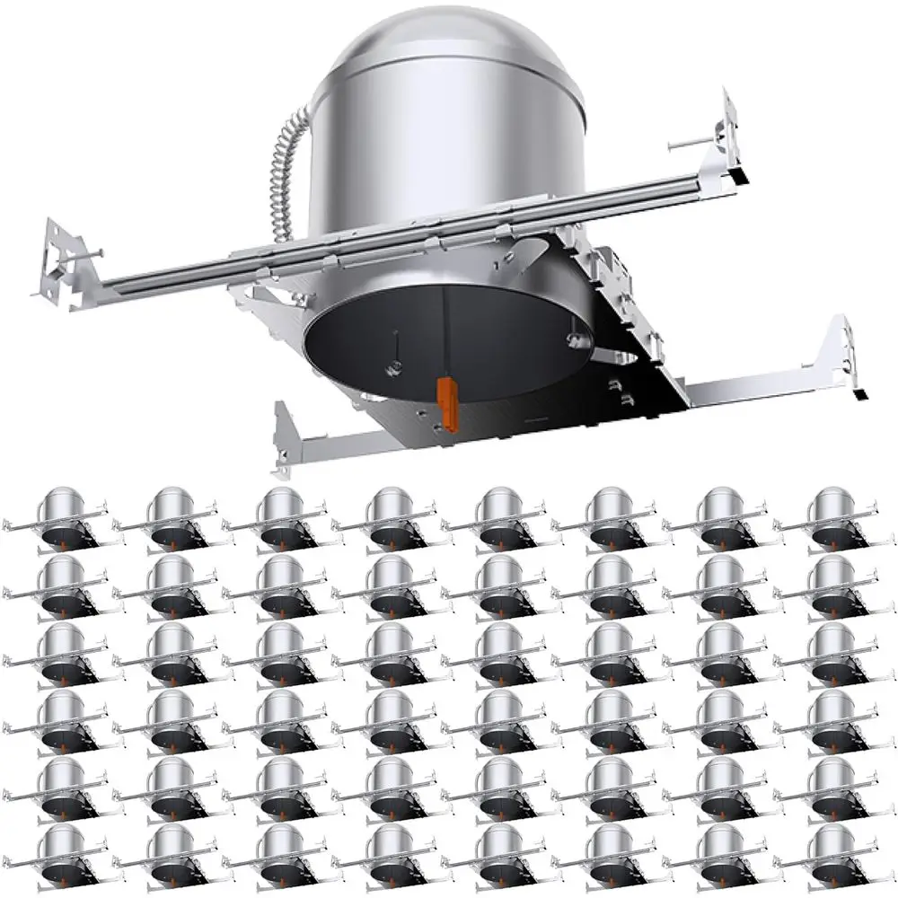 

48-Pack 6 Recessed Lighting Housings, New Construction Airtight Ceiling Cans, 120-277V, Hardwired, TP24, Easy Install, IC Rated,