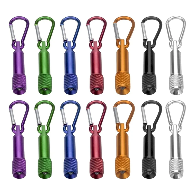 14 pçs mini tocha chaveiro led chave pingente tocha de alumínio pequena lâmpada mão tocha crianças para acampamento ao ar livre ciclismo