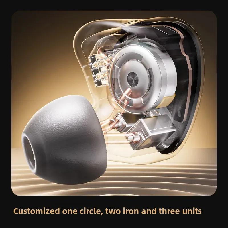 FiiO SNOWSKY FH3 In‑Ear Wired Earphone One‑Ring Two‑Iron Three‑Unit IEM Hi‑Fi Monitor Earbuds For Audiophile Music Appreciation