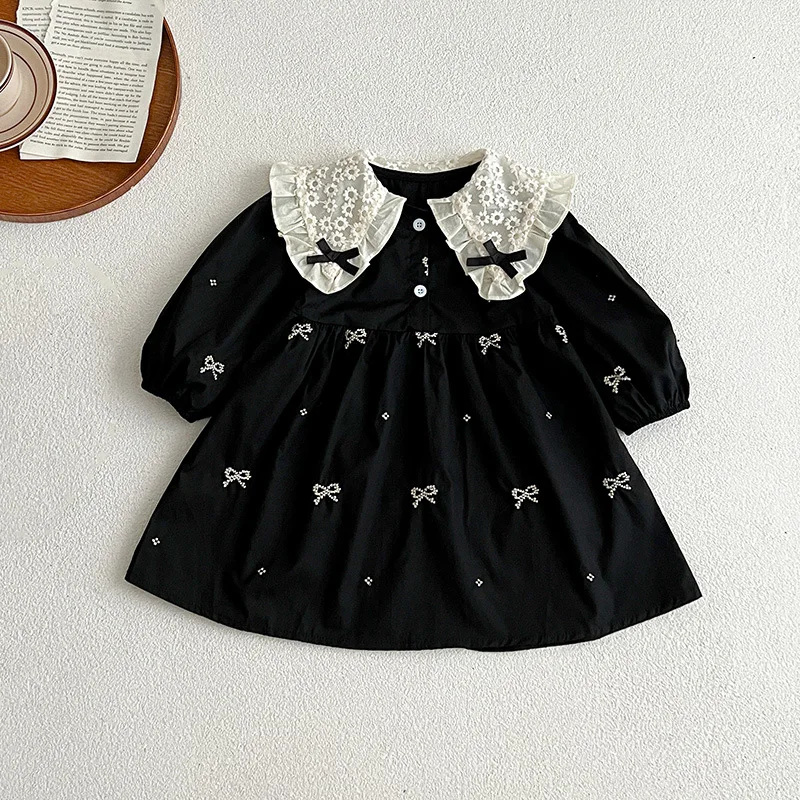 

Kids Clothes Girls Spring Girl Dress Lace Collar Dress Toddler Girl Baby Kids Clothing Embroidery Princess Dress ropa de niña