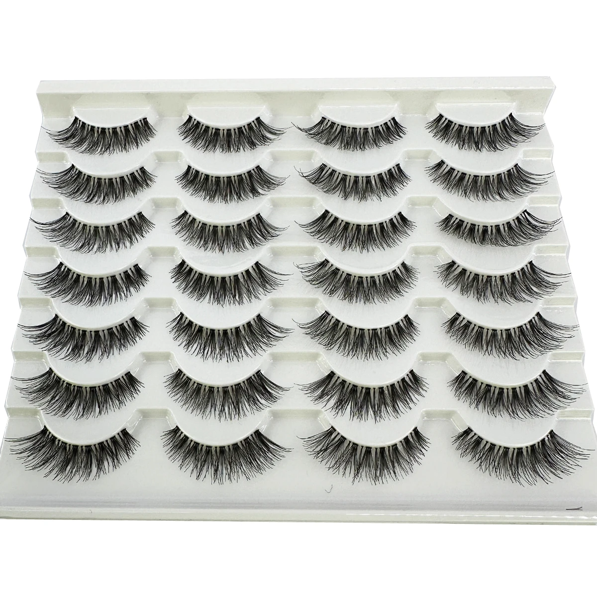 New Cat Eye Lashes Natural Look Short Lashes Wispy with Clean Band 15mm Hand-Knotted Manga False Eyelashes 14Pairs