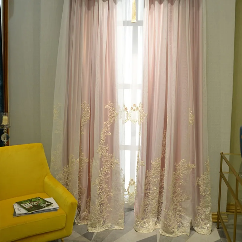 European Princess Fairy Dress Embroidery Curtains for Living Room Bedroom Rope Teenage Goddess Sweet Romantic Fresh Window Veil