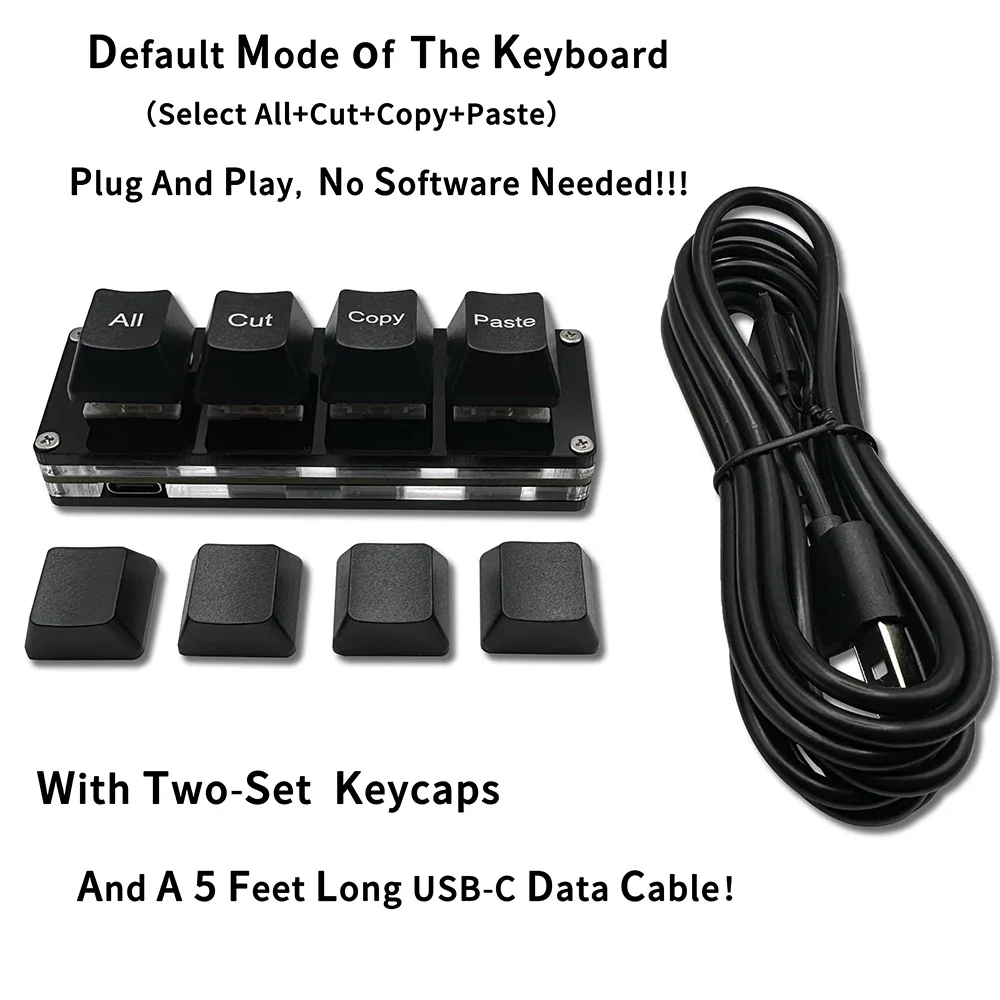 Mini 4-Key Game Keypad All Cut Copy Paste Macro Pad Ctrl A X C V Shortcut One Handed Keyboard RGB Gaming Mechanical Keyboard Key image 5