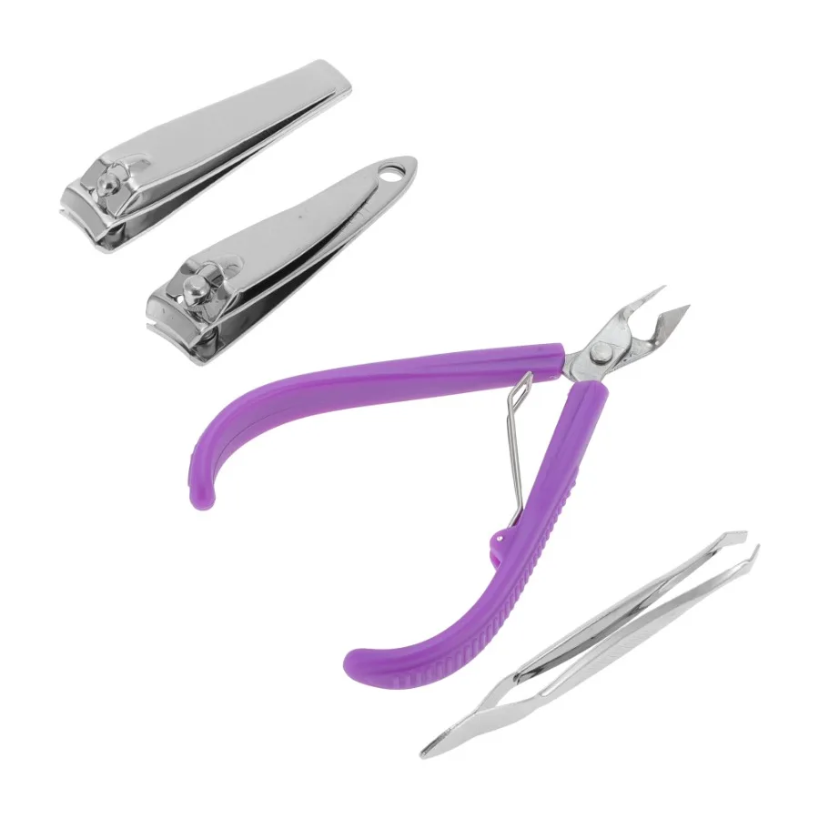 Portable Nail Clipper Kit for Women for Men 1 Set Purple Silver Tone