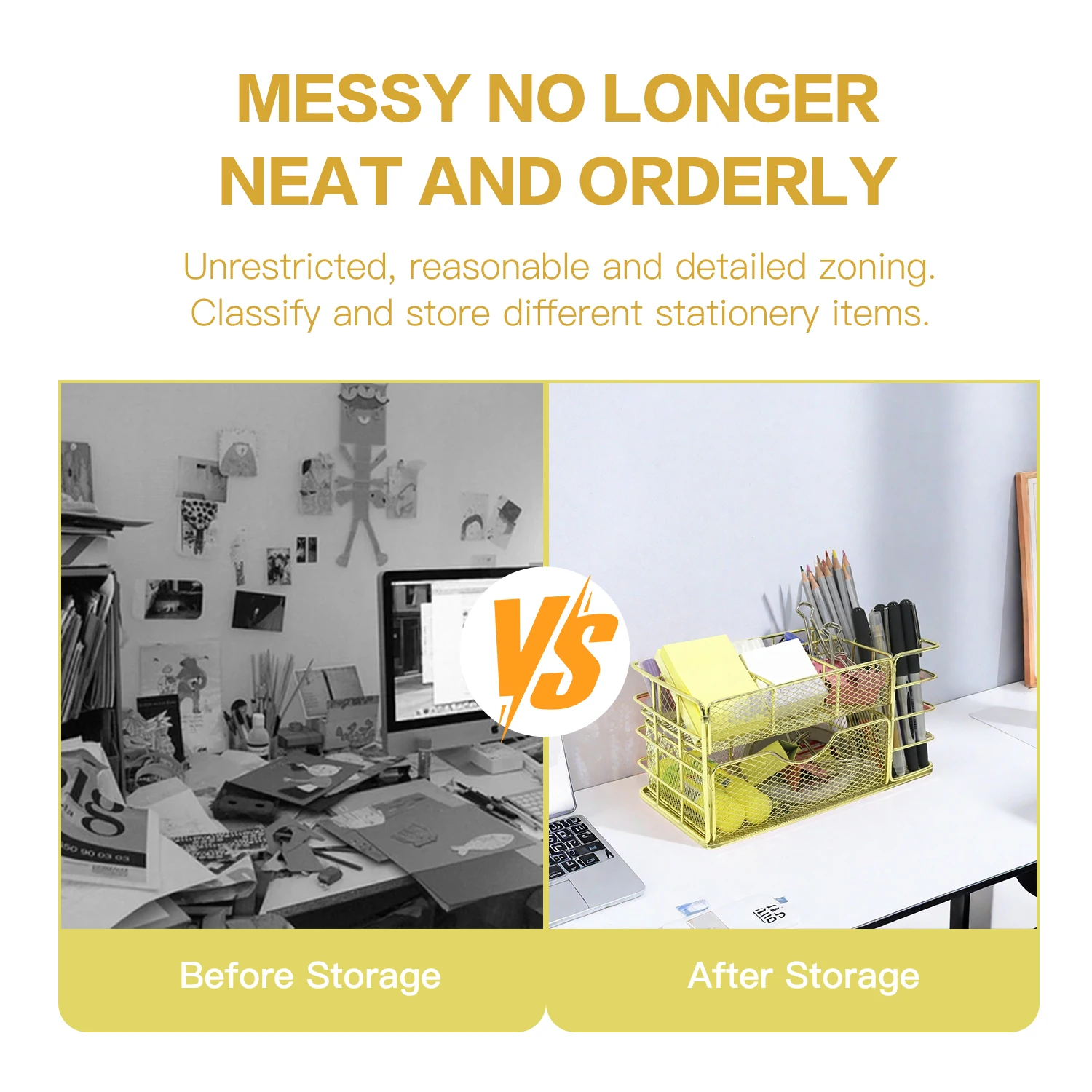 رف ملفات معدني ذهبي نورديك، صندوق درج تخزين سطح المكتب متعدد الطبقات، منظم اللوازم المكتبية، مستندات مستحضرات التجميل والقرطاسية Hol