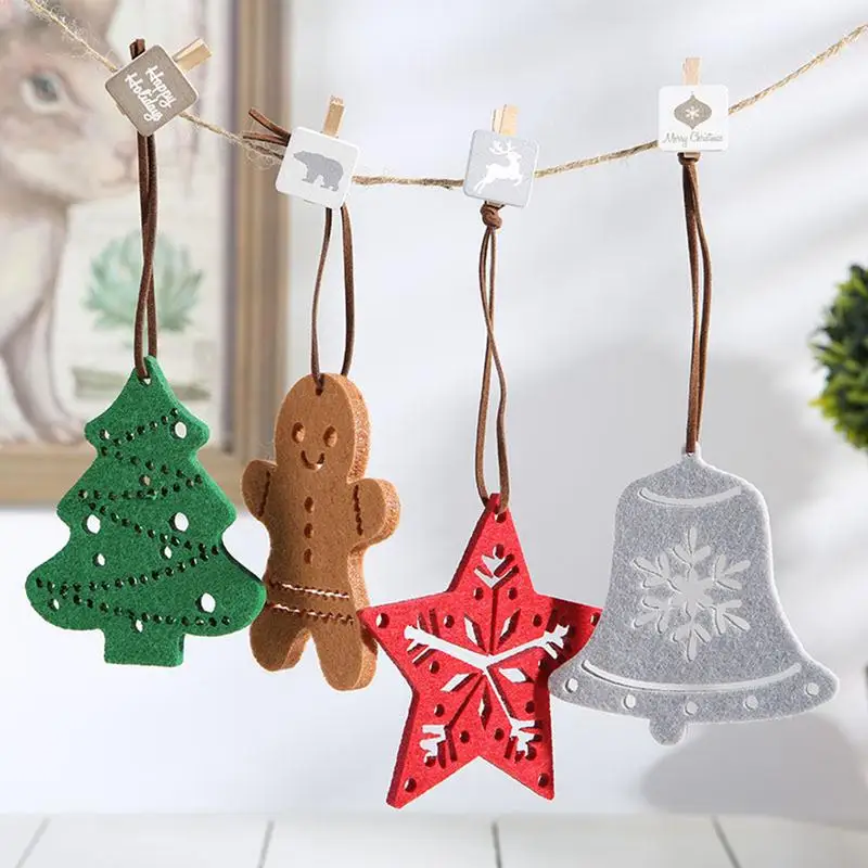 Christmas Gingerbread Man Felt Pendant Creative DIY Christmas Tree Hanging Ornaments For Home Navidad Gift New Year Decor 2023