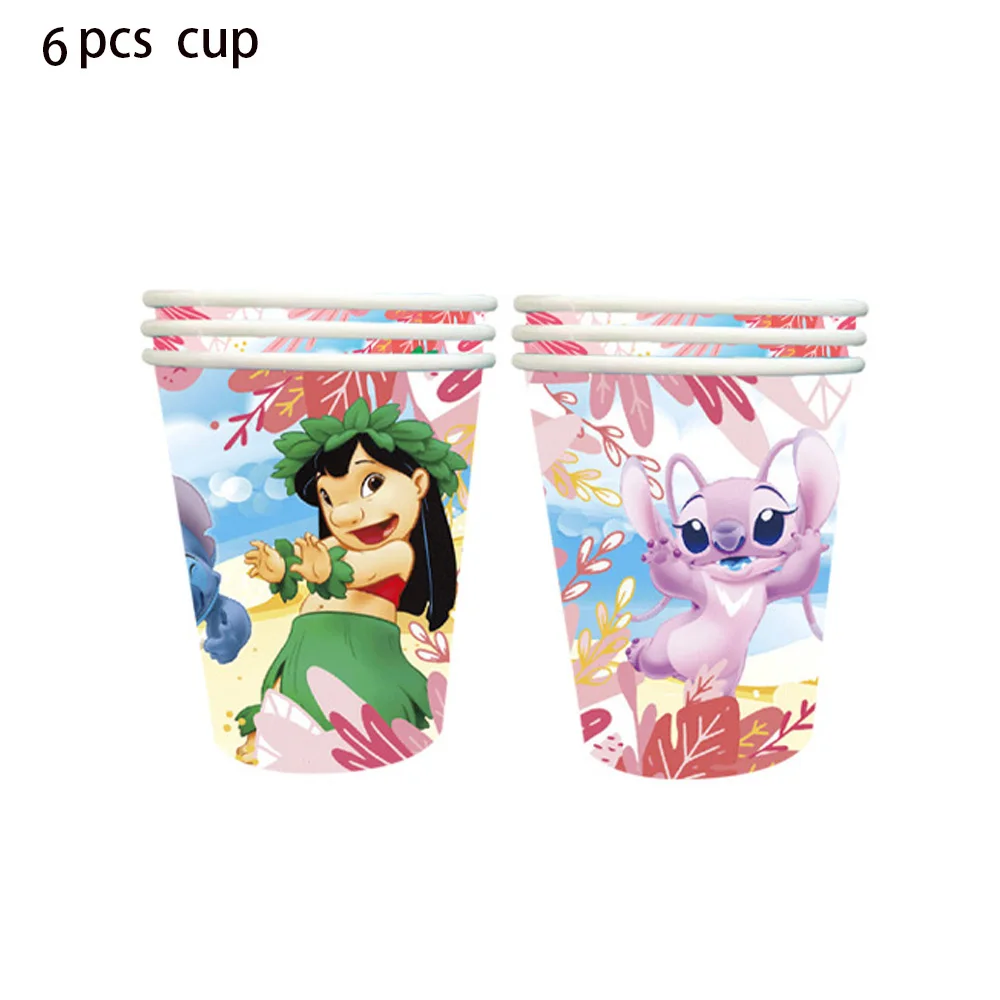 Stitch Disney Lilo and Stitch Lilo Party Theme Disposable Cup and Plate Paper Tableware Holiday Party Hawaiian Girl Baby Baptism