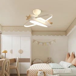 Plane Lamp Cartoon Blue Aeroplane Ceiling Lamps Solid Wood Children's Room Ceiling Light Student Kids Boy Baby Bedroom Lights